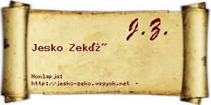 Jesko Zekő névjegykártya